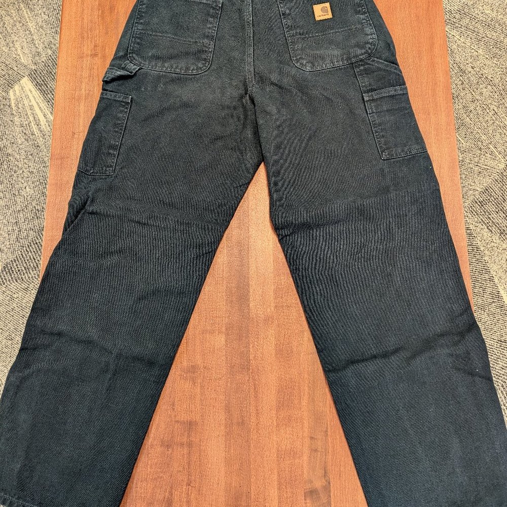 Carhartt Mens Canvas Duck Pants Black 35x32 Original Dungaree Fit Carpenter
